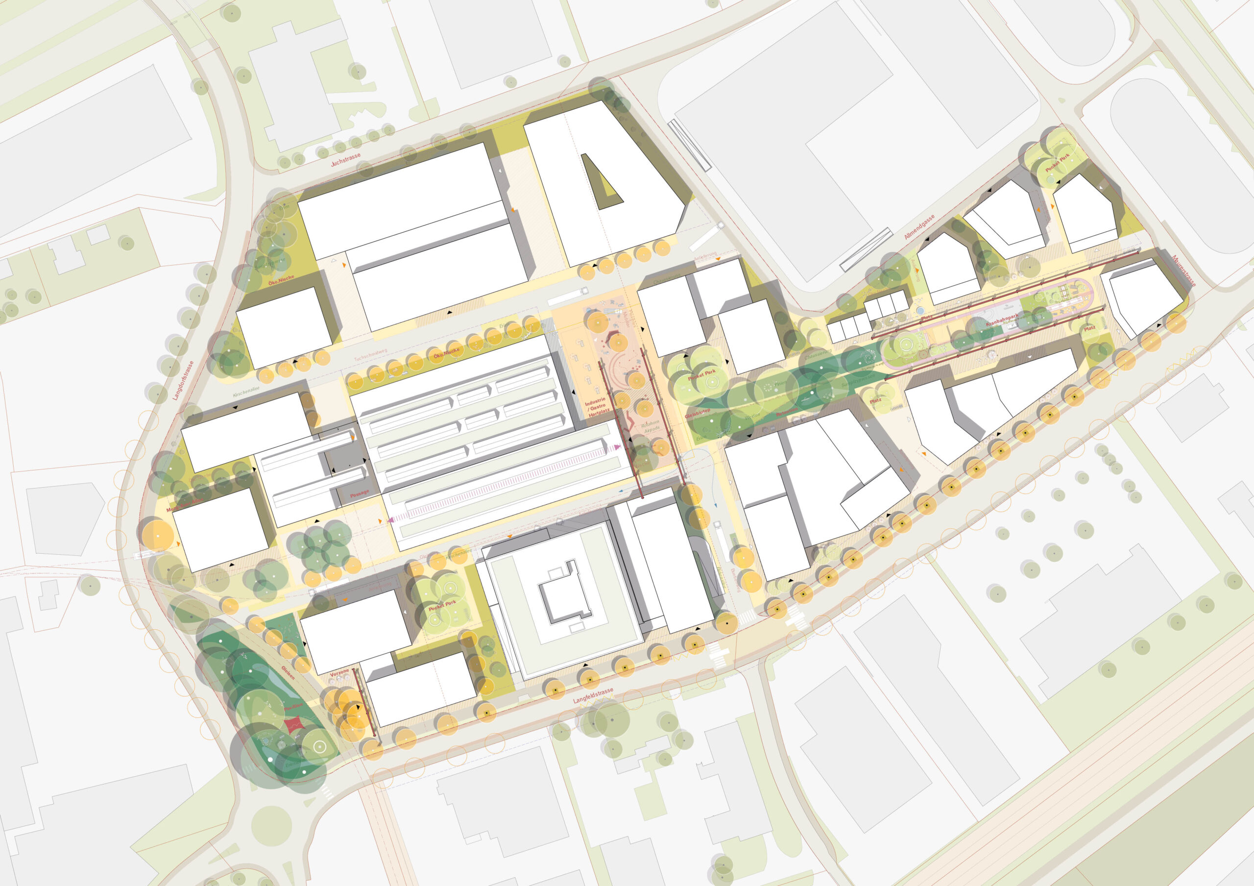 Übersicht Freiräume Plan Tuchschmid Quartier